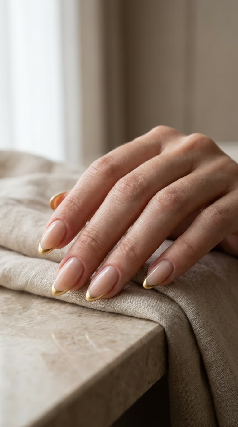 Manicured nails in a soft almond shape