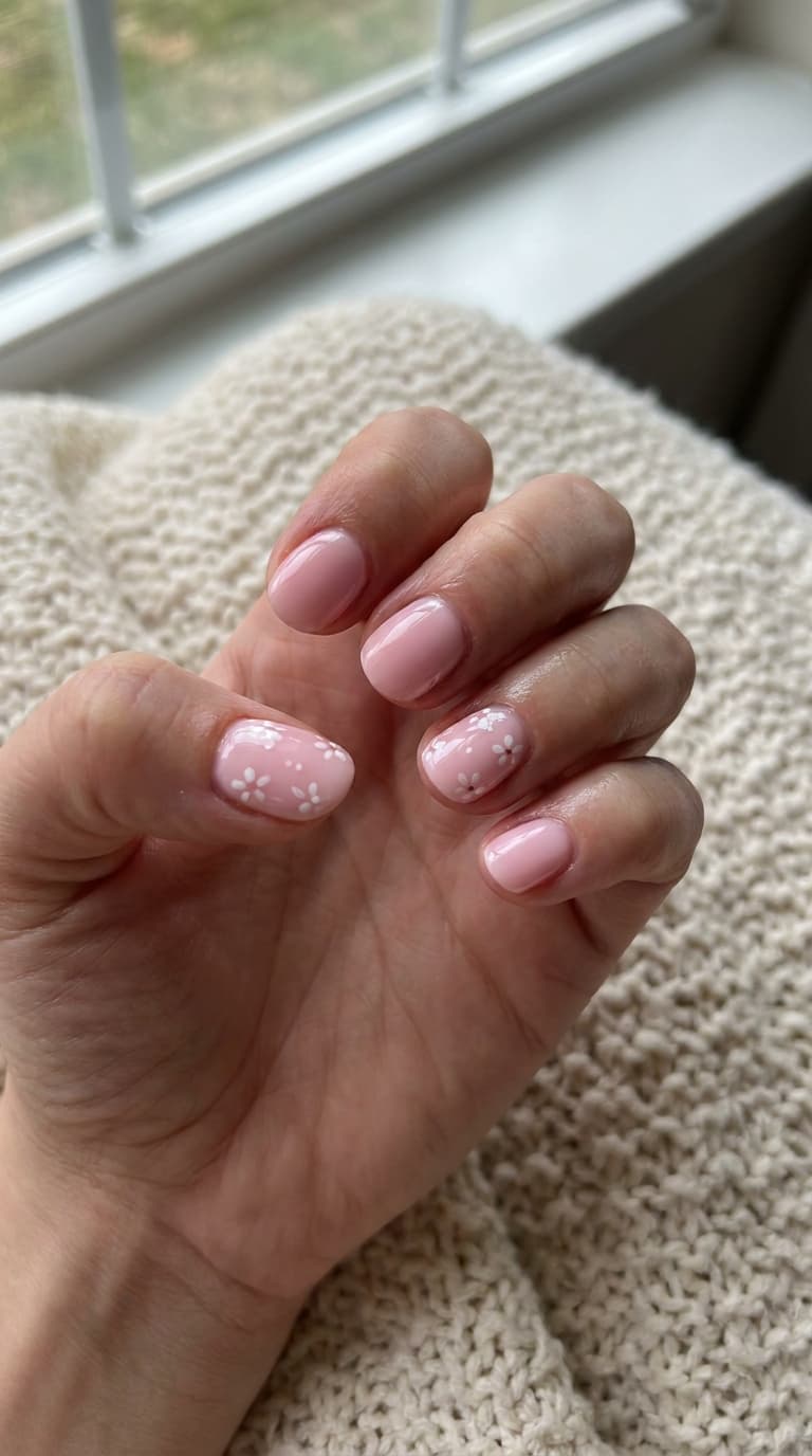 Pink ombre gradient nails on female hand