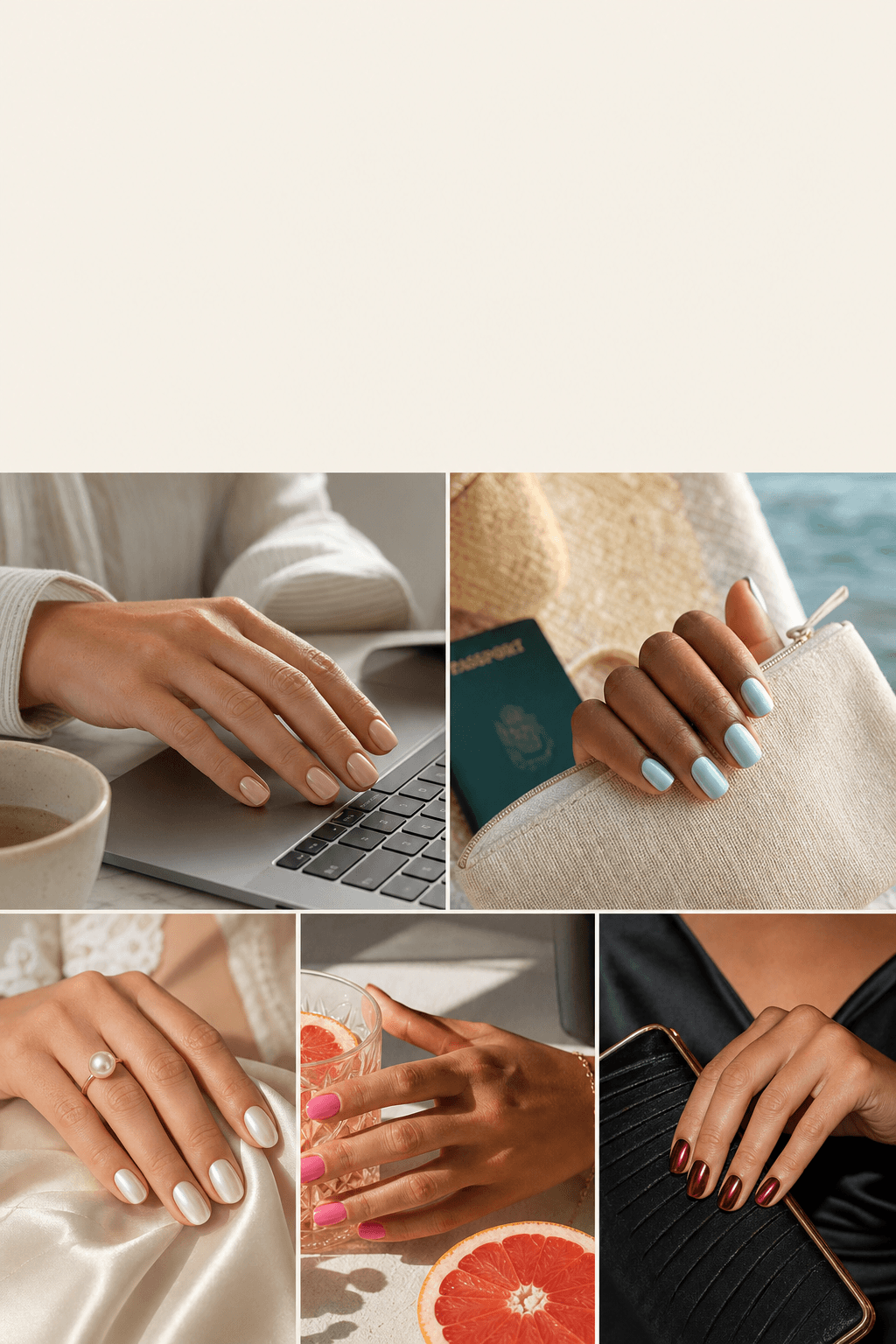 Nail looks matched to work, vacation, wedding, and evening occasions